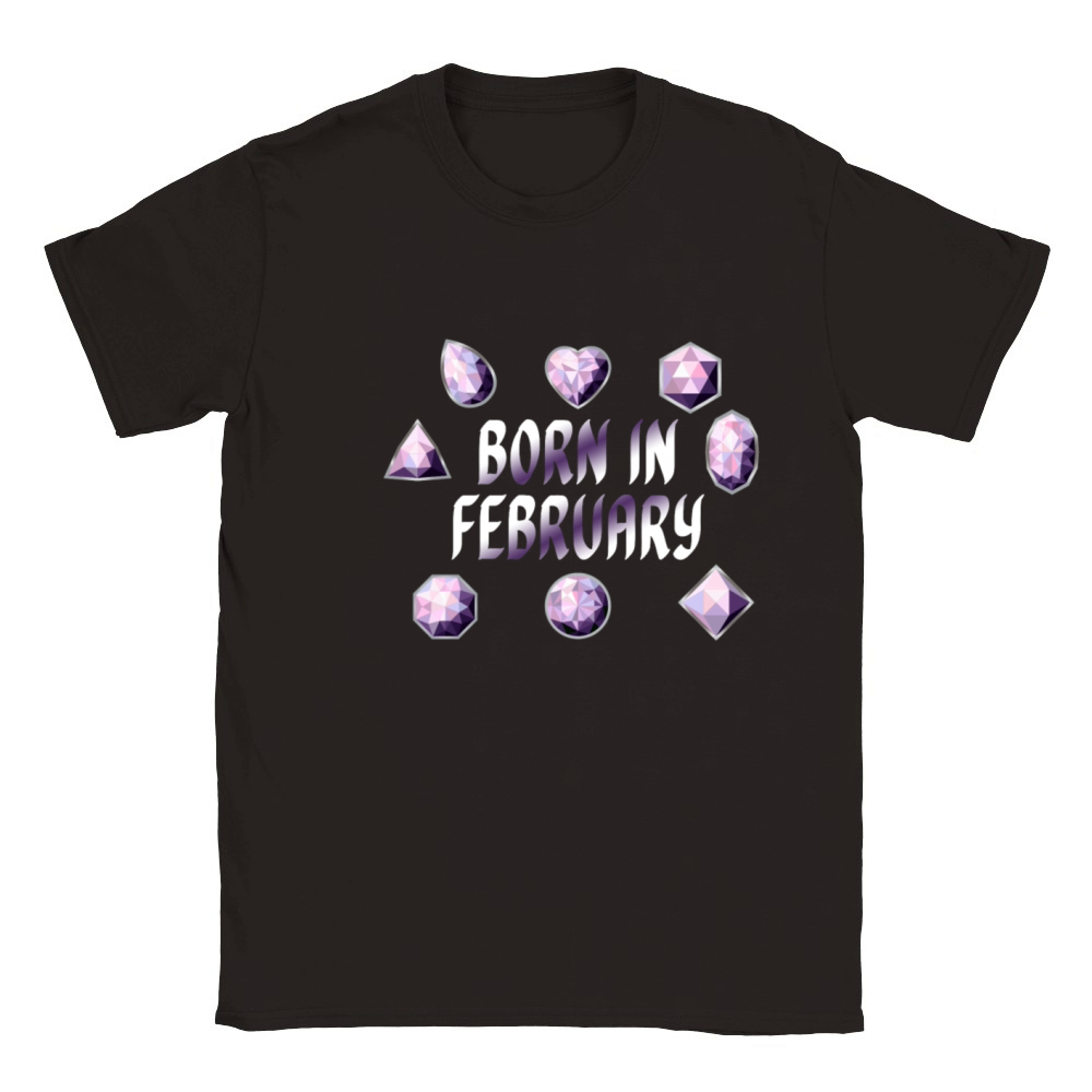 Born In February Purple Birthstone Gemstone Classic Kids Crewneck T-shirt