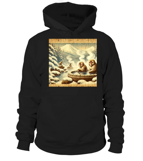 Vintage Animal Macaque Winter Monkey Japanese Art Hoodie Unisex