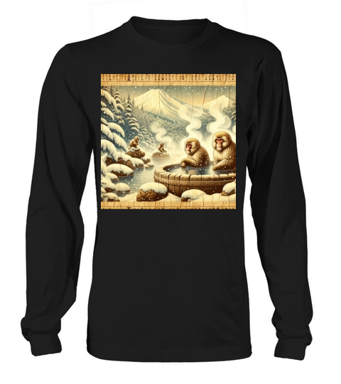 Vintage Animal Macaque Winter Monkey Japanese Art Long sleeved Unisex