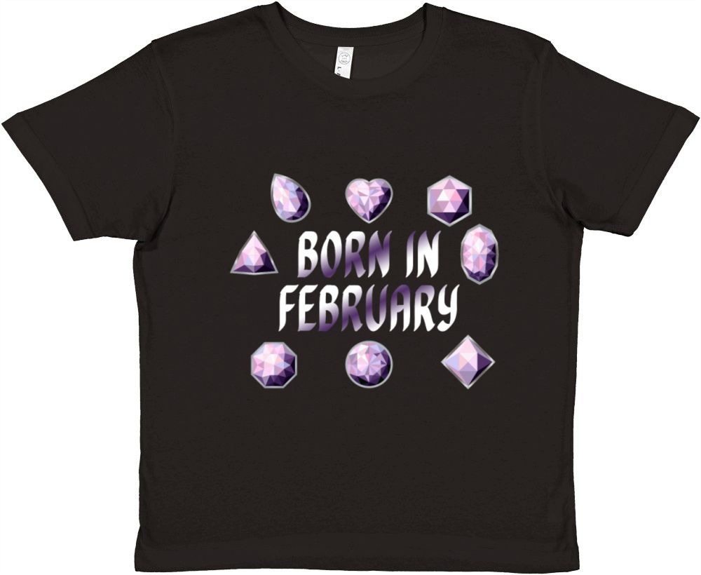 Born In February Purple Birthstone Gemstone Premium Kids Crewneck T-shirt