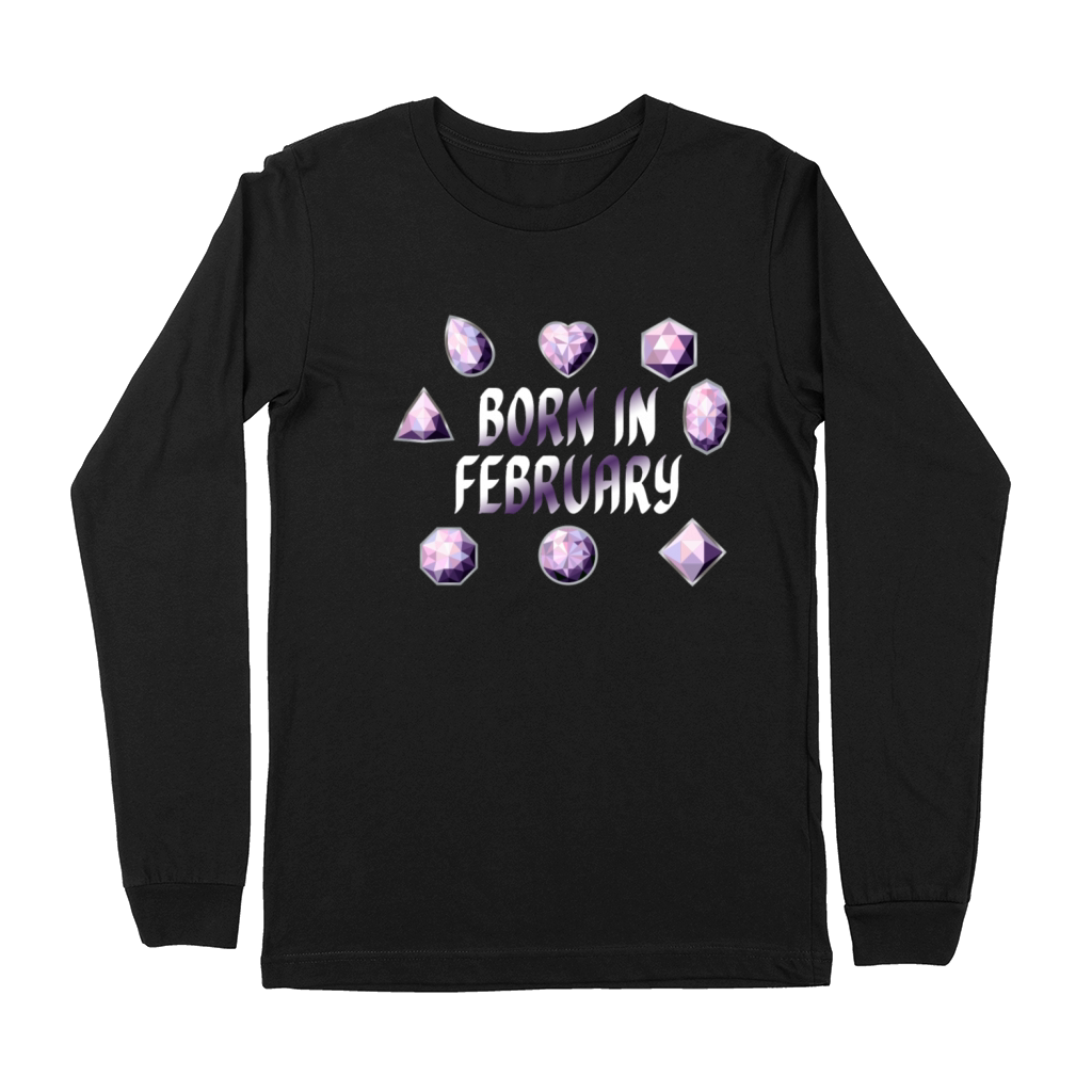 Born In February Purple Birthstone Gemstone Premium Long Sleeve