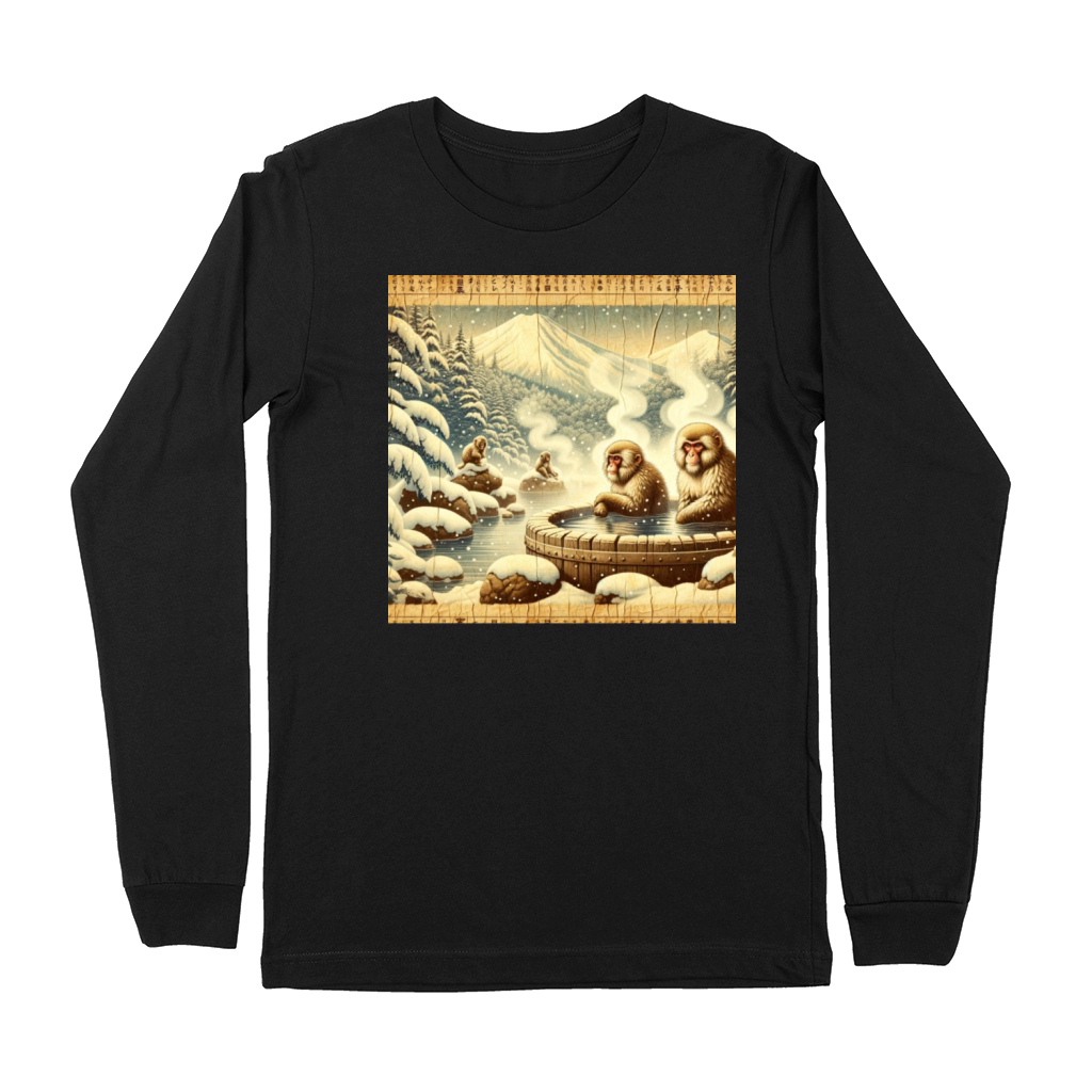 Vintage Animal Macaque Winter Monkey Japanese Art Premium Long Sleeve