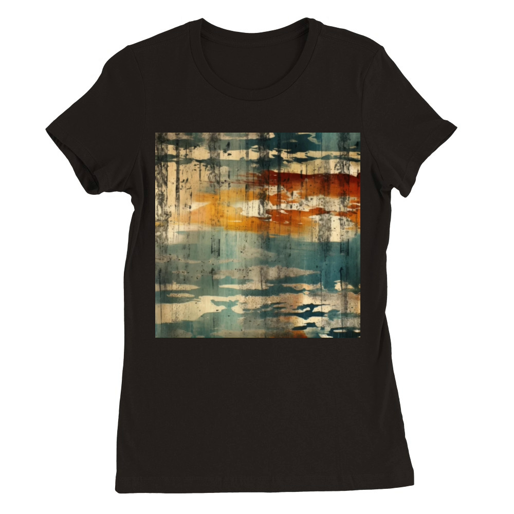 Earthy distressed stripes pattern Premium Womens Crewneck T-shirt