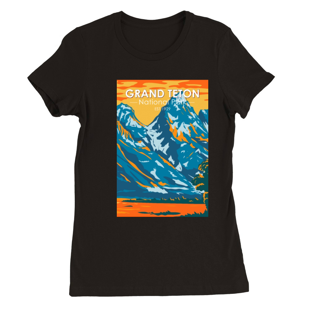 Grand Teton National Park Wyoming Vintage Premium Womens Crewneck T-shirt