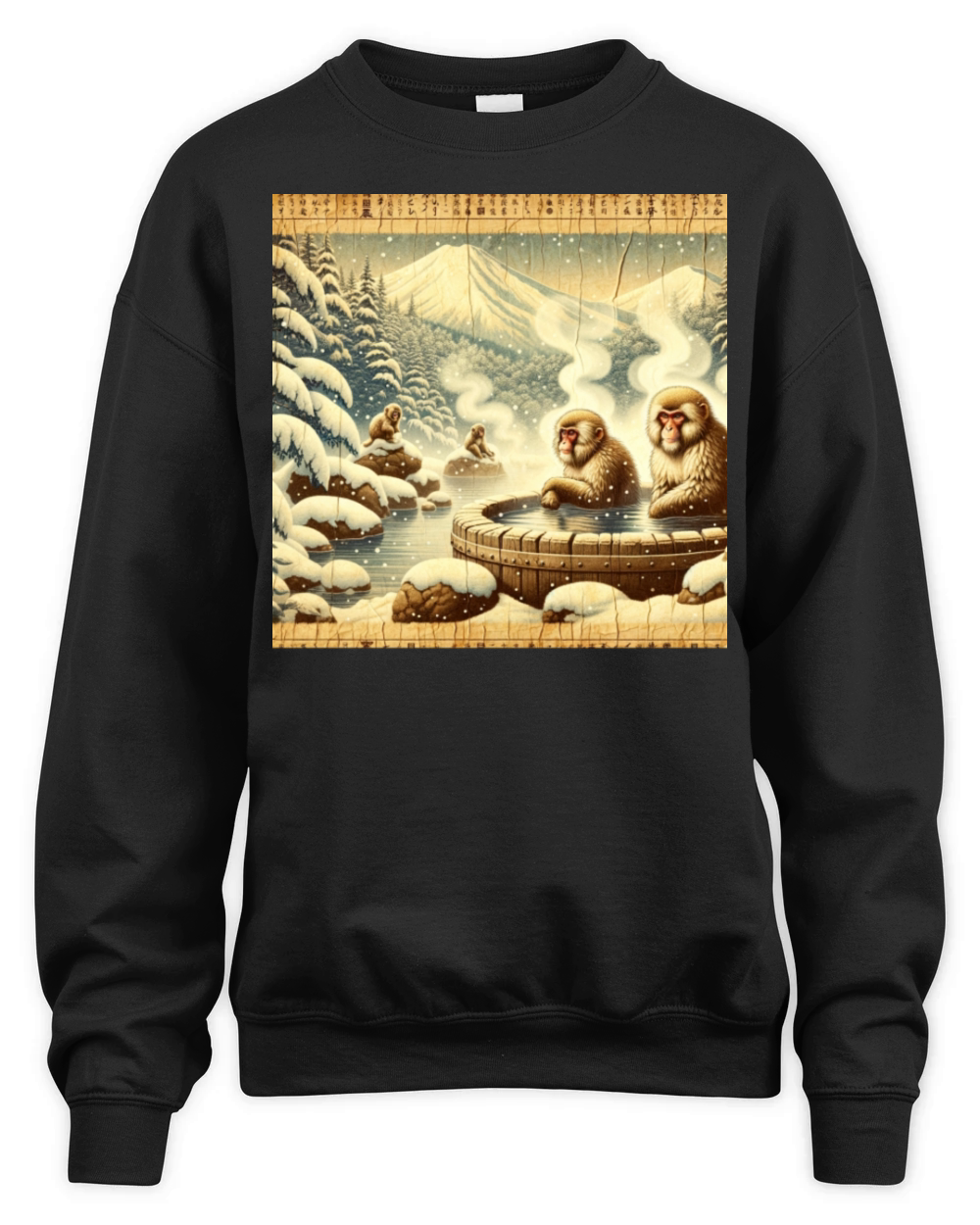 Vintage Animal Macaque Winter Monkey Japanese Art Unisex Premium Crewneck Sweatshirt