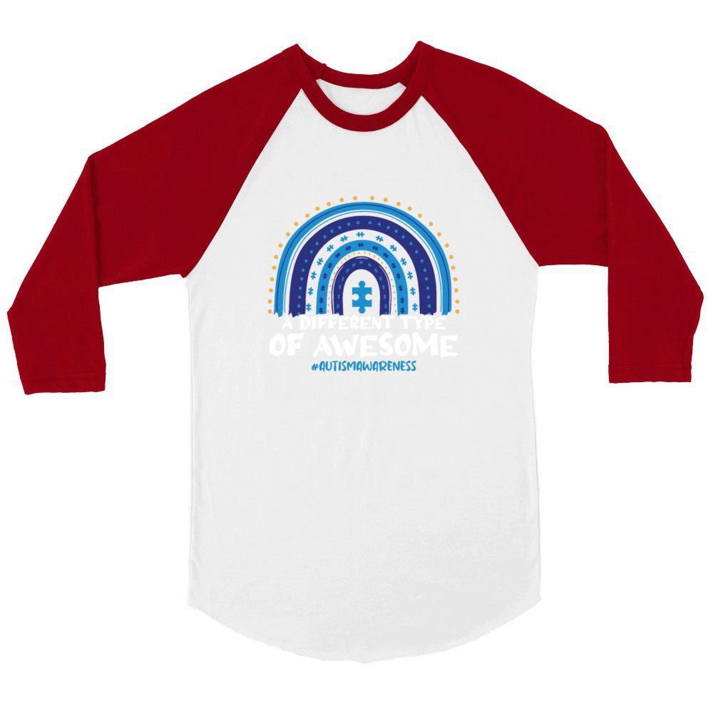 A Different Type Of Awesome Autism Awareness Unisex ¾ sleeve Raglan T-shirt