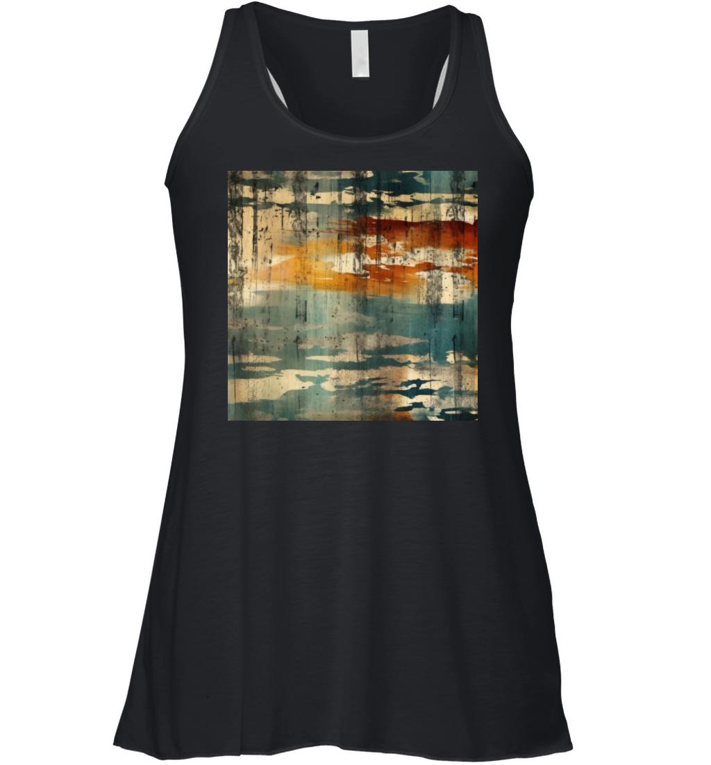 Earthy distressed stripes pattern Women's Flowy Tank Top