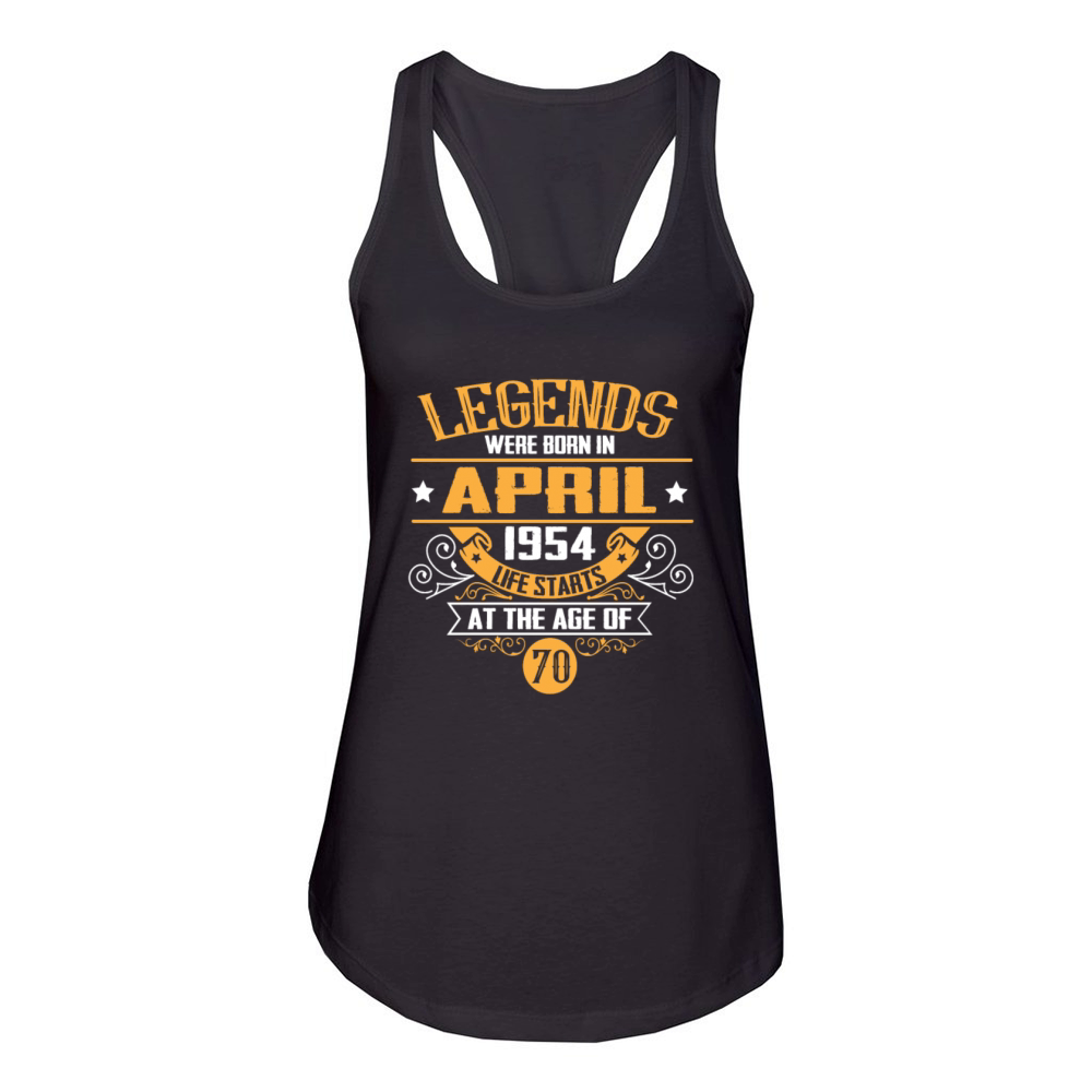 70th Birthday April 1954 Vintage Women's Racerback Tank