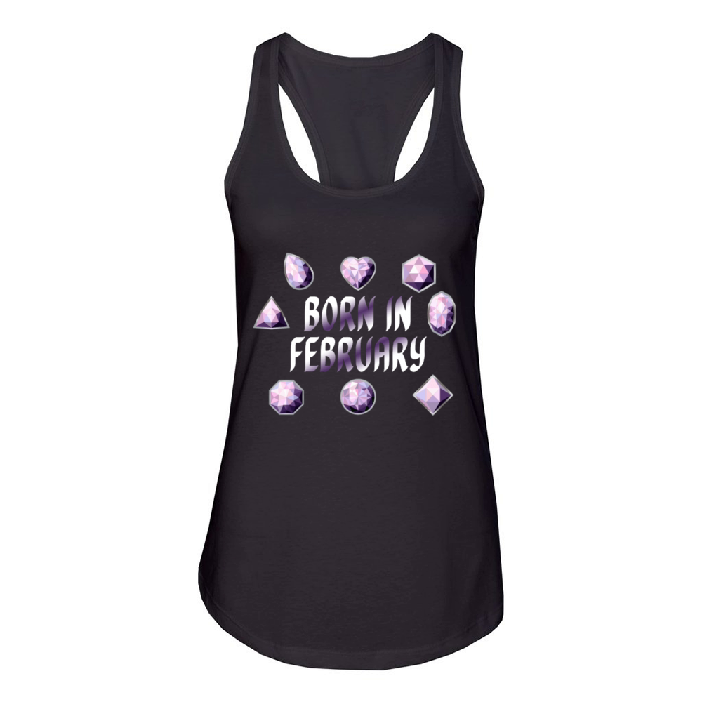 Born In February Purple Birthstone Gemstone Women's Racerback Tank
