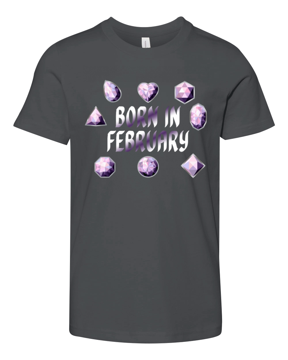 Born In February Purple Birthstone Gemstone Youth Unisex Jersey Tee