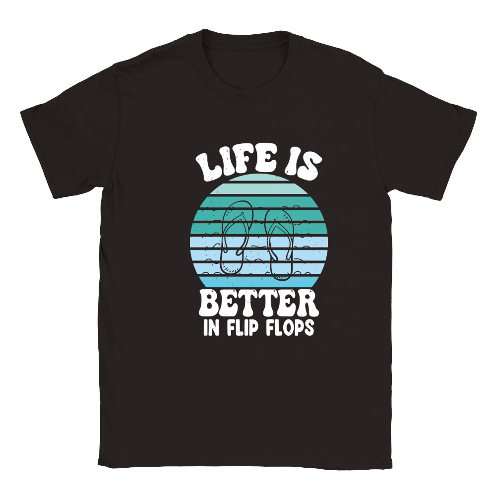 Summer Beach Vacation Life is Better in Flip Flops Classic Kids Crewneck T-shirt