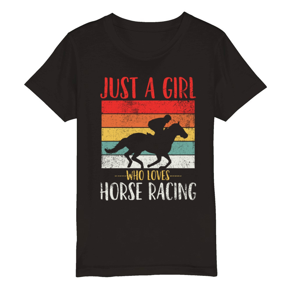 Horse Racing Vintage Organic Kids Crewneck T-shirt