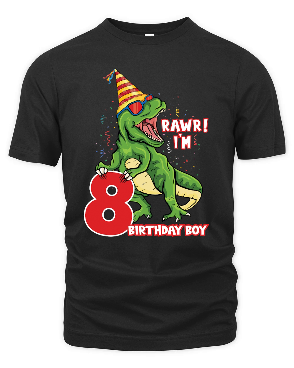T rex Dinosaur Birthday 8th Organic Unisex T-shirt