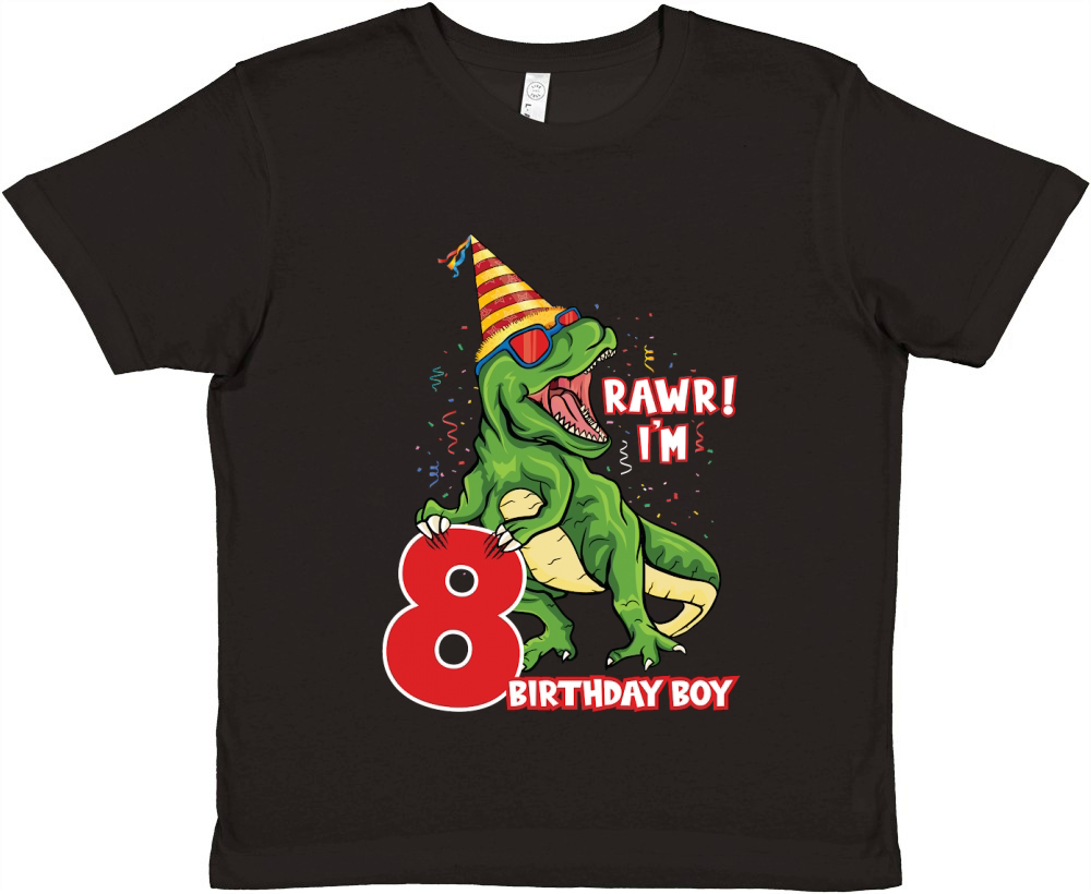T rex Dinosaur Birthday 8th Premium Kids Crewneck T-shirt