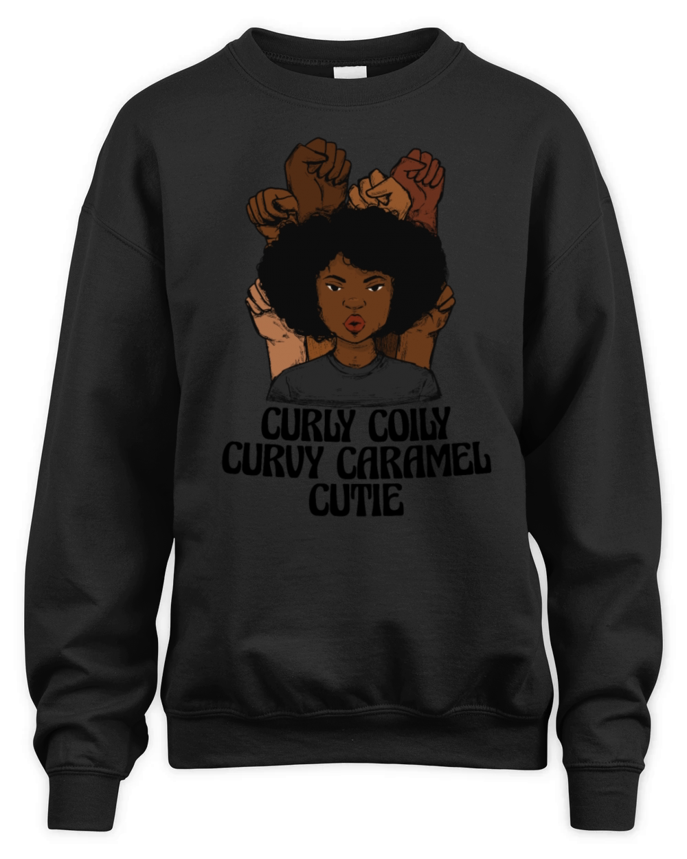 Curly Coily Curvy Caramel Cutie Afro Black Hair Unisex Premium Crewneck Sweatshirt