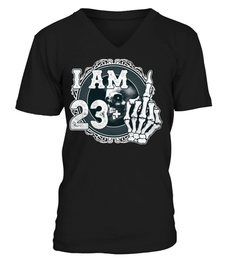 Im 23 plus 1 middle finger Skull funny 24th V-Neck T-shirt