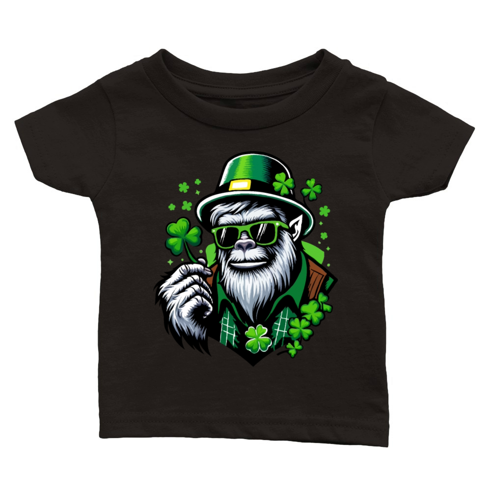 St Patricks Day Bigfoot Irish Sasquatch Shamrock Classic Baby Crewneck T-shirt