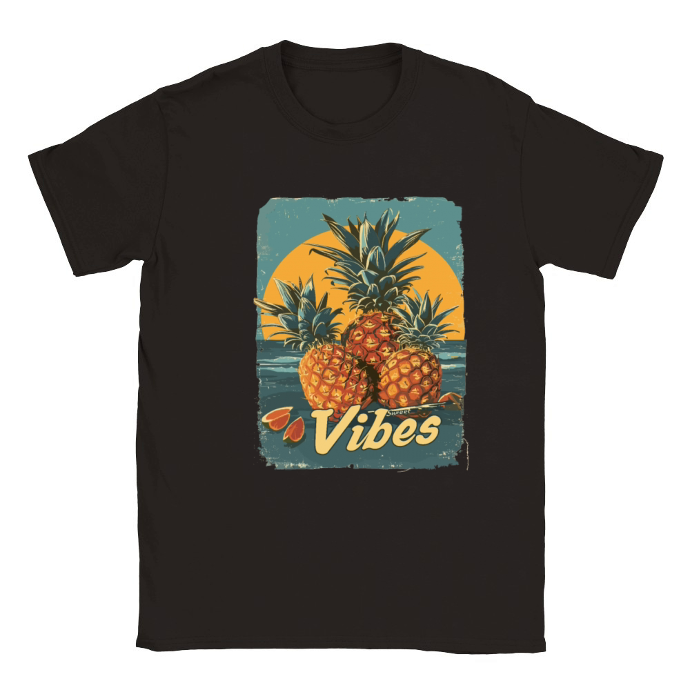 Tropical Pineapple Vibes Beach Sunset Fruit Classic Kids Crewneck T-shirt