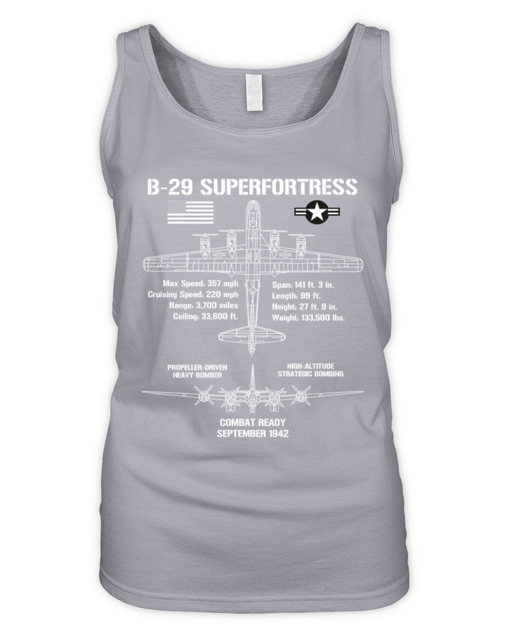 B-29 Superfortress Specs Military Aircraft B29 Organic Women's Tank Top