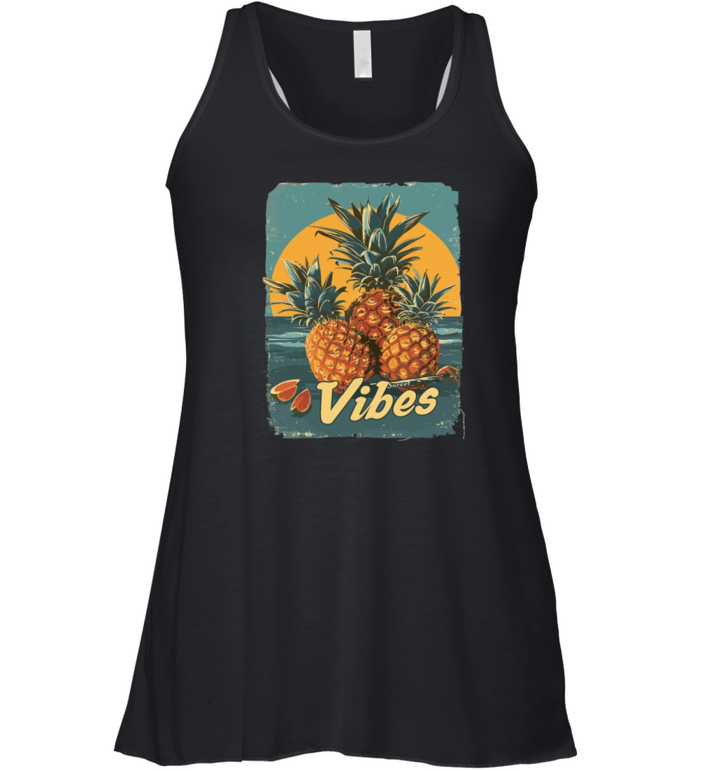 Tropical Pineapple Vibes Beach Sunset Fruit Women's Flowy Tank Top