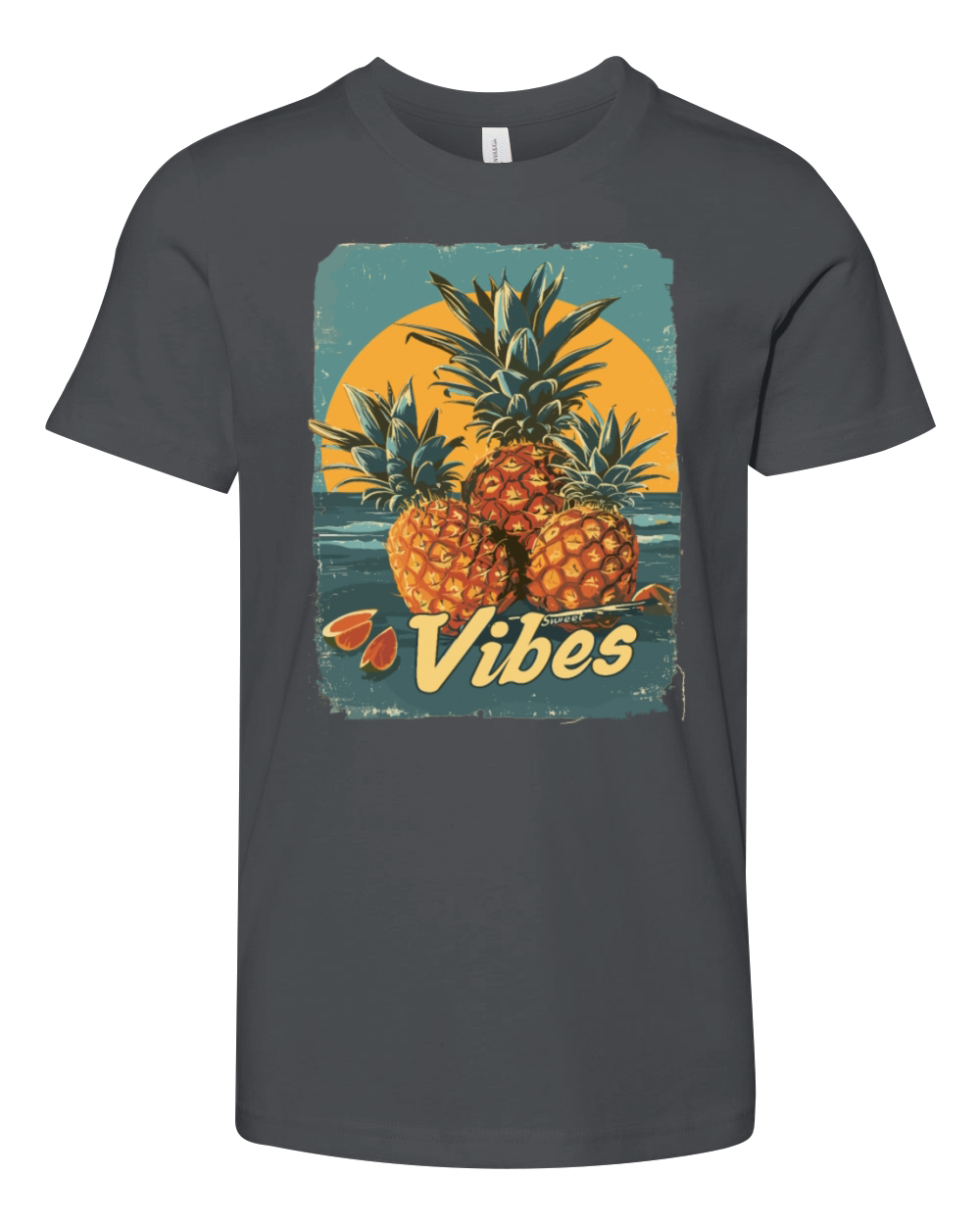 Tropical Pineapple Vibes Beach Sunset Fruit Youth Unisex Jersey Tee