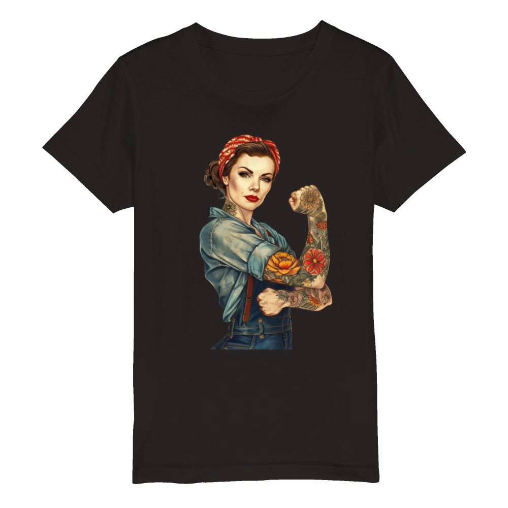 Rosie the Riveter Vintage Empowerment Organic Kids Crewneck T-shirt