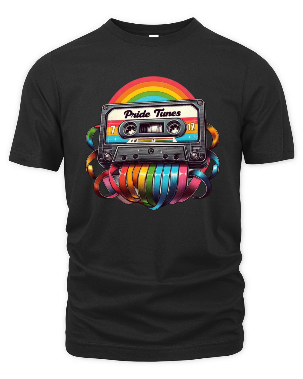 Pride Tunes Rainbow Cassette Design Organic Unisex T-shirt