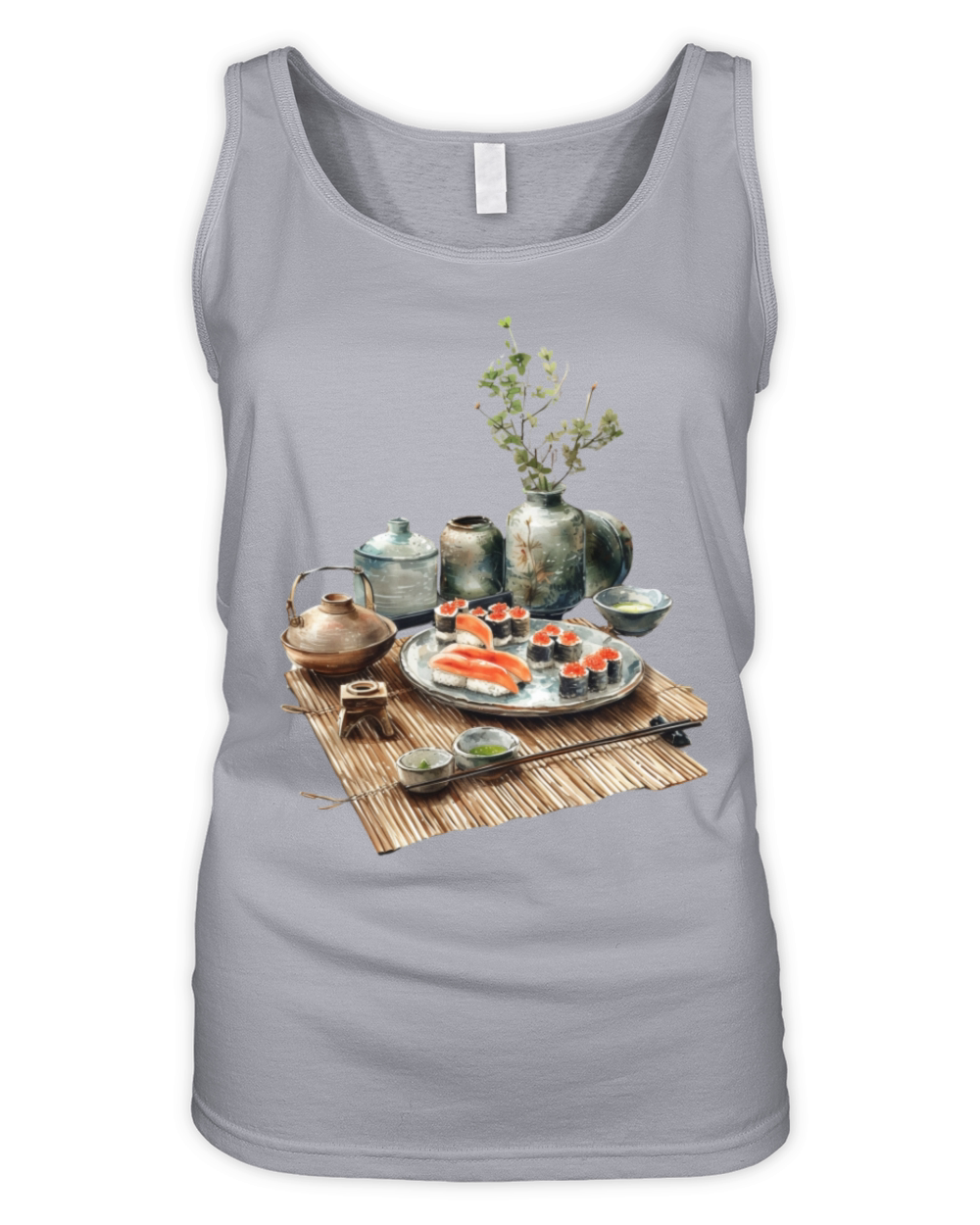 Food Papyrus Scroll Japanese Art Traditional Organic Women's Tank Top