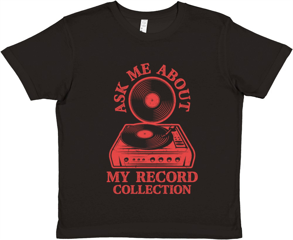 Ask Me About My Record Collection Vinyl Vintage Fa Premium Kids Crewneck T-shirt