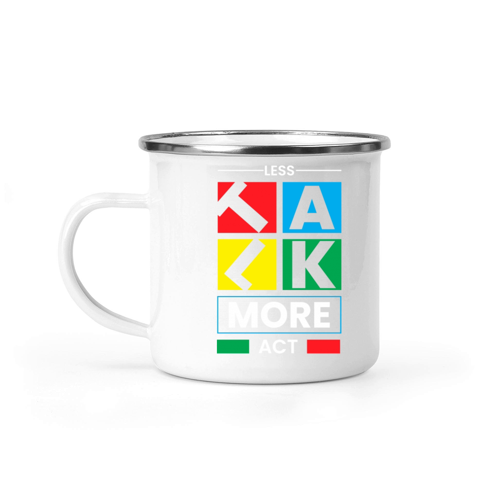 Motivational Quotes Less Talk More Act Camping Mug