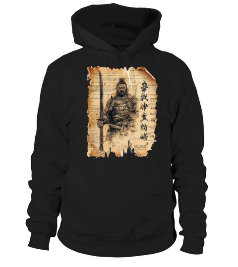 Vintage Papyrus Scroll Japanese Silhouette Samurai Hoodie Unisex