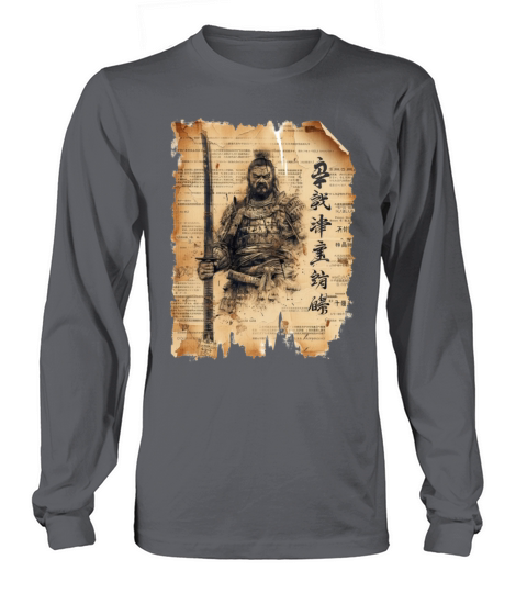Vintage Papyrus Scroll Japanese Silhouette Samurai Long sleeved Unisex