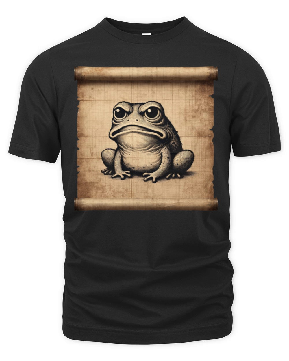 Classic Grumpy Frog Scenery Papyrus Scroll Organic Unisex T-shirt