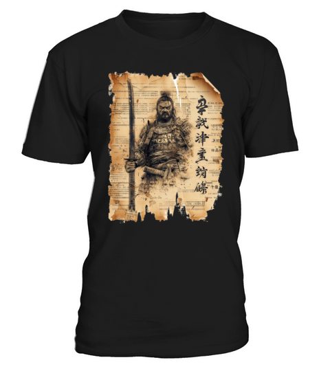 Vintage Papyrus Scroll Japanese Silhouette Samurai T-Shirt Unisex