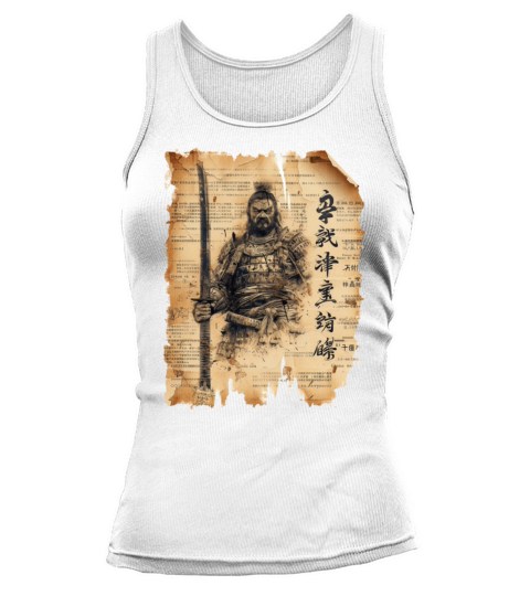 Vintage Papyrus Scroll Japanese Silhouette Samurai Tank top Woman