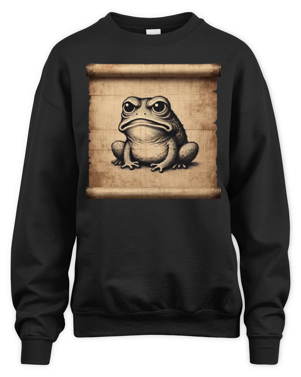 Classic Grumpy Frog Scenery Papyrus Scroll Unisex Premium Crewneck Sweatshirt