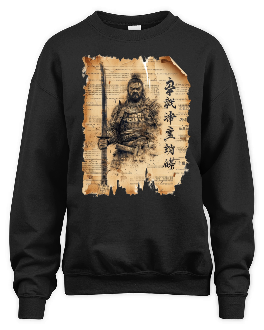Vintage Papyrus Scroll Japanese Silhouette Samurai Unisex Premium Crewneck Sweatshirt