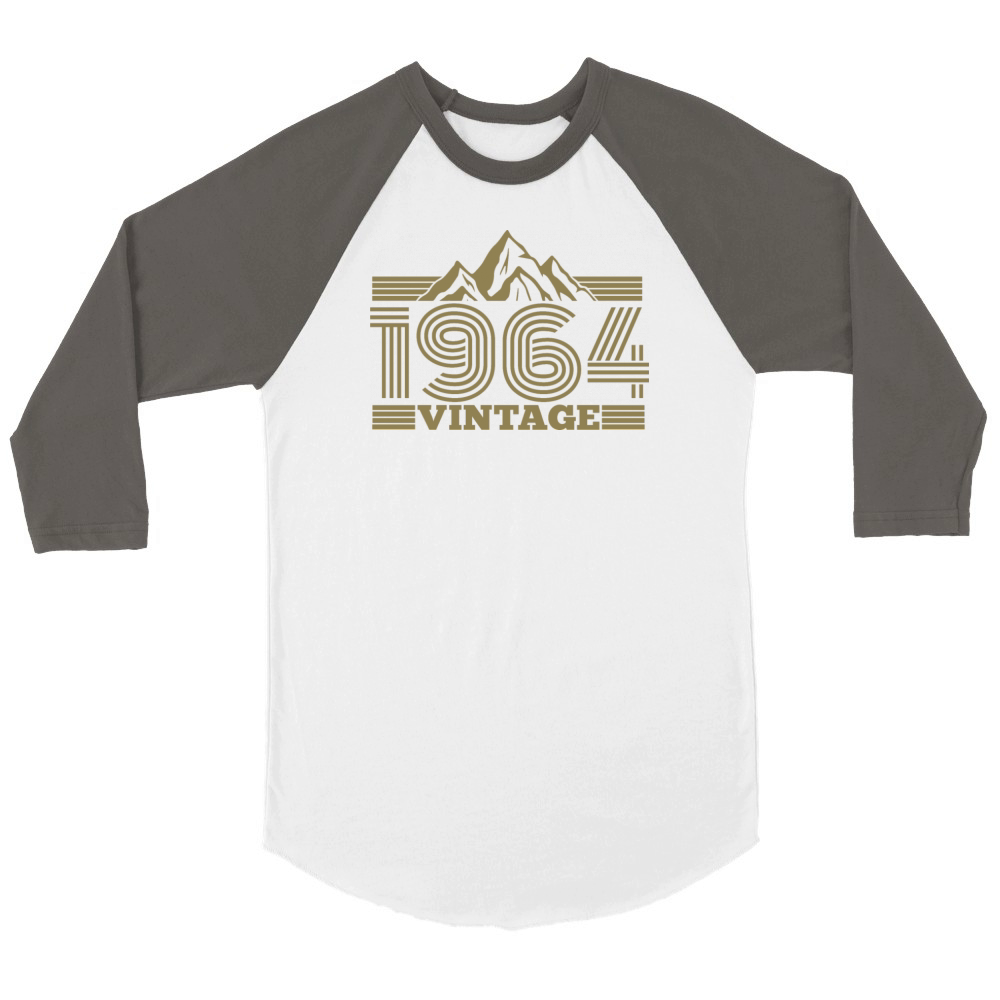 Vintage 1964 Birthday Hiking Mountains Climbing Unisex ¾ sleeve Raglan T-shirt