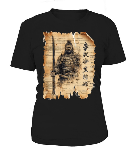 Vintage Papyrus Scroll Japanese Silhouette Samurai Women's T-Shirt