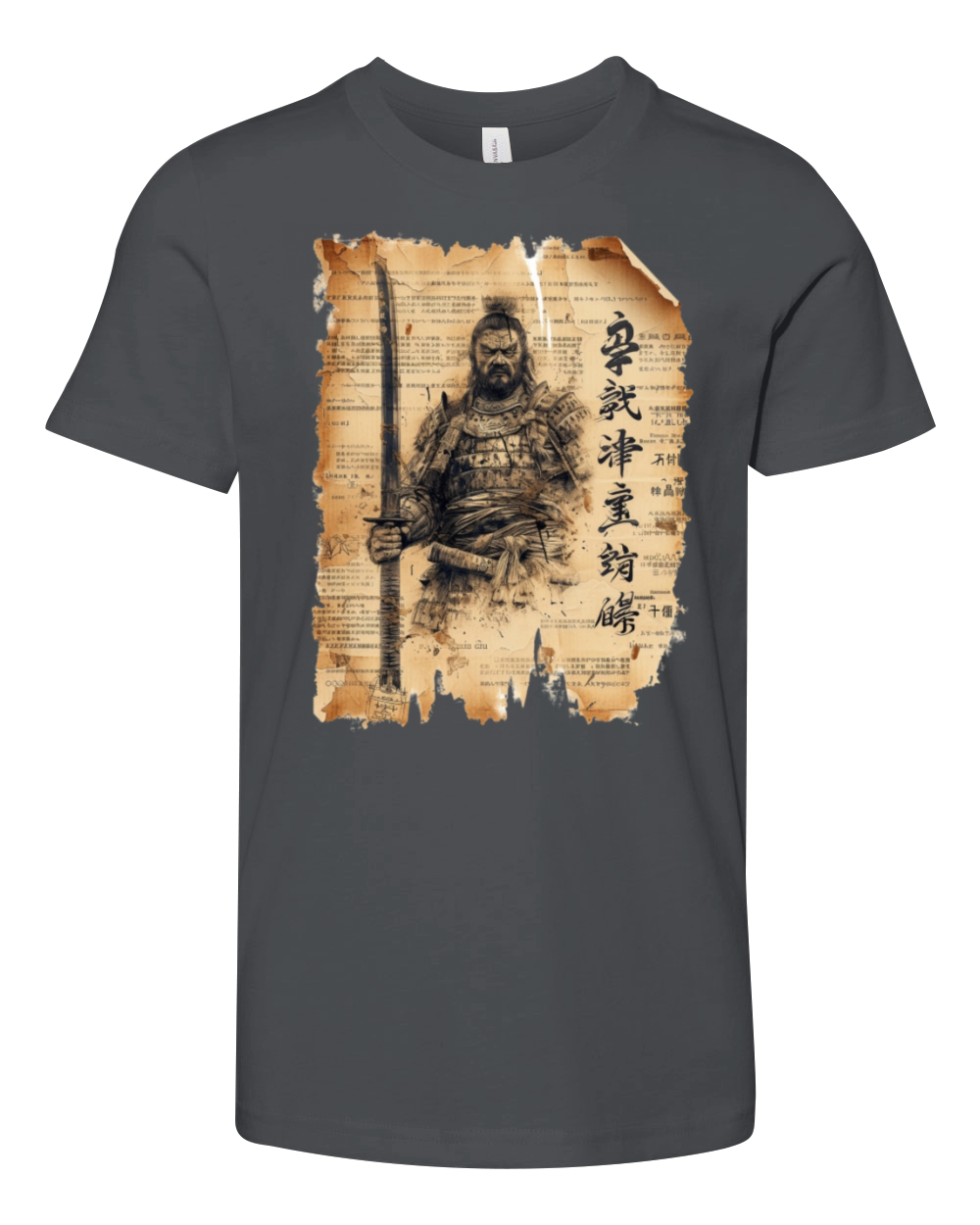 Vintage Papyrus Scroll Japanese Silhouette Samurai Youth Unisex Jersey Tee