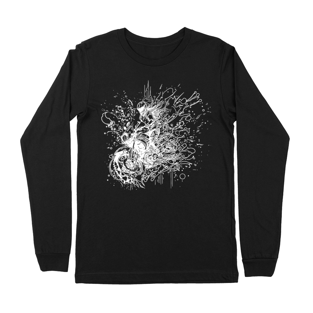 Motorcyclist Bike Splash Style Dream Drawing Premium Long Sleeve