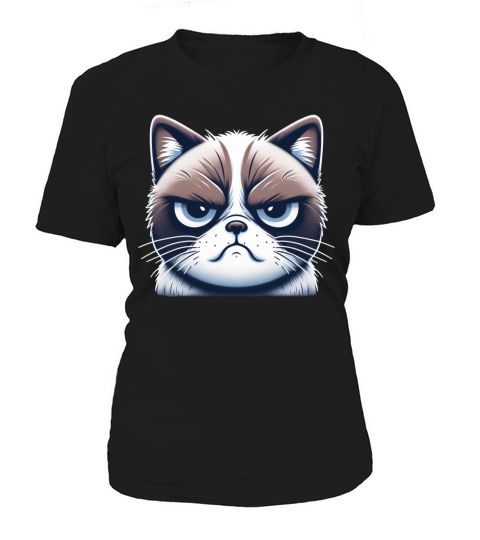 Grumpy Face Funny Cat Graphic Women's T-Shirt