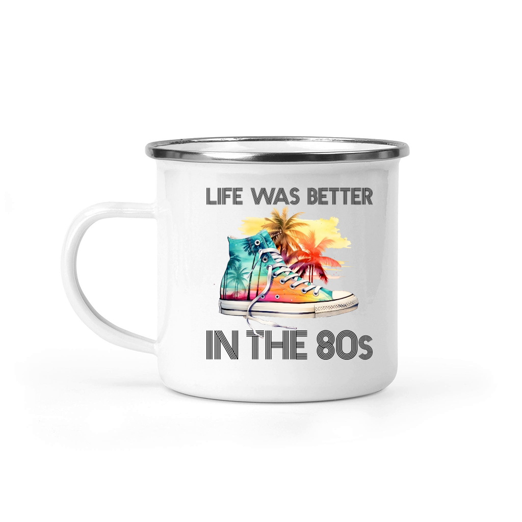 Life Was Better In 80s Retro Sneakers Camping Mug