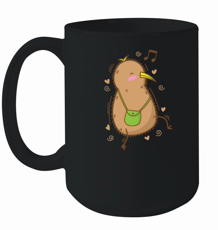 Kiwi Bird listens to Music while walking Fruit Ceramic Mug