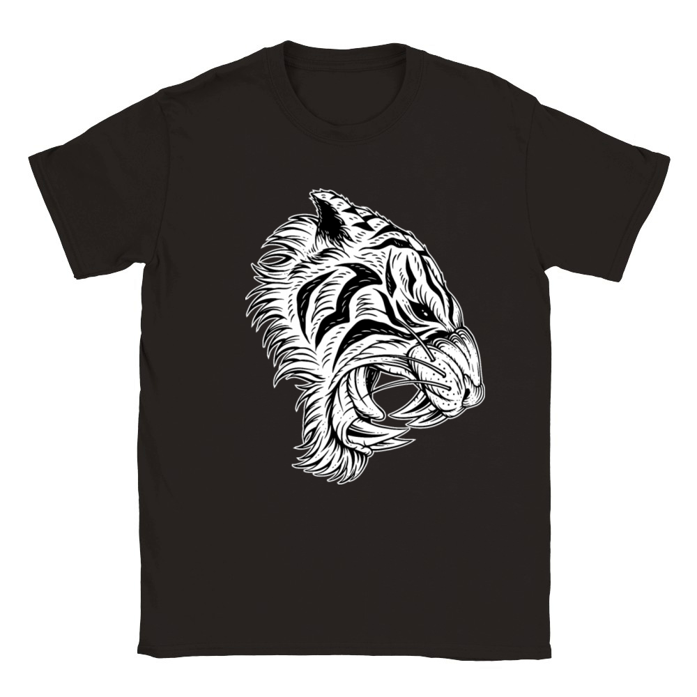 Dark Angry Tiger Head Classic Kids Crewneck T-shirt