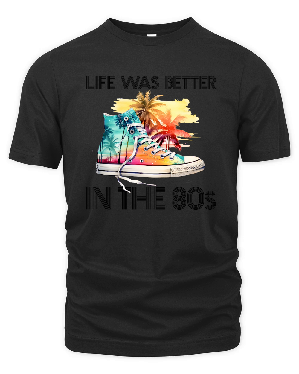 Life Was Better In 80s Retro Sneakers Organic Unisex T-shirt