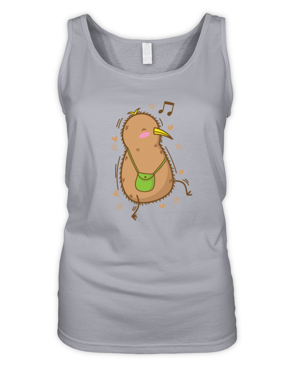 Kiwi Bird listens to Music while walking Fruit Organic Women's Tank Top