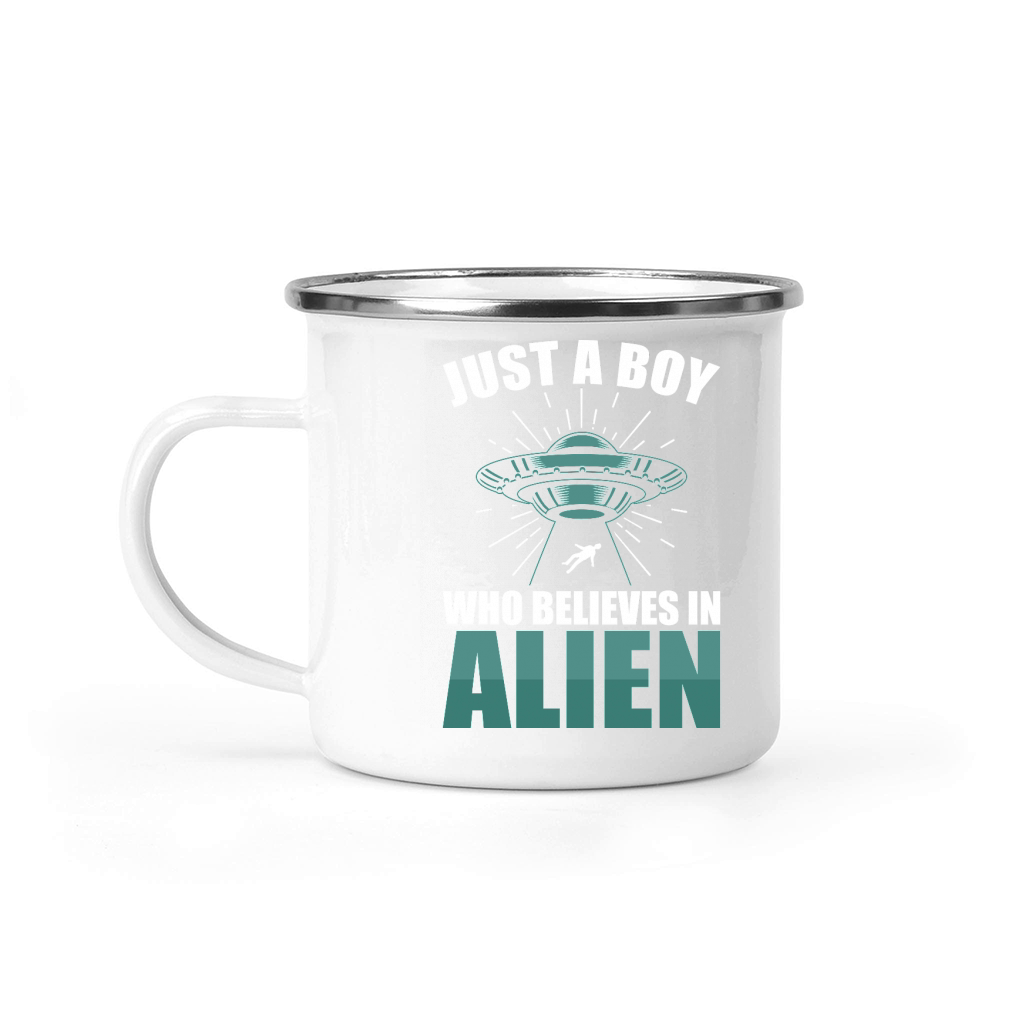 Vintage UFO Alien Just A Boy Who Believes In Alien 3 Camping Mug