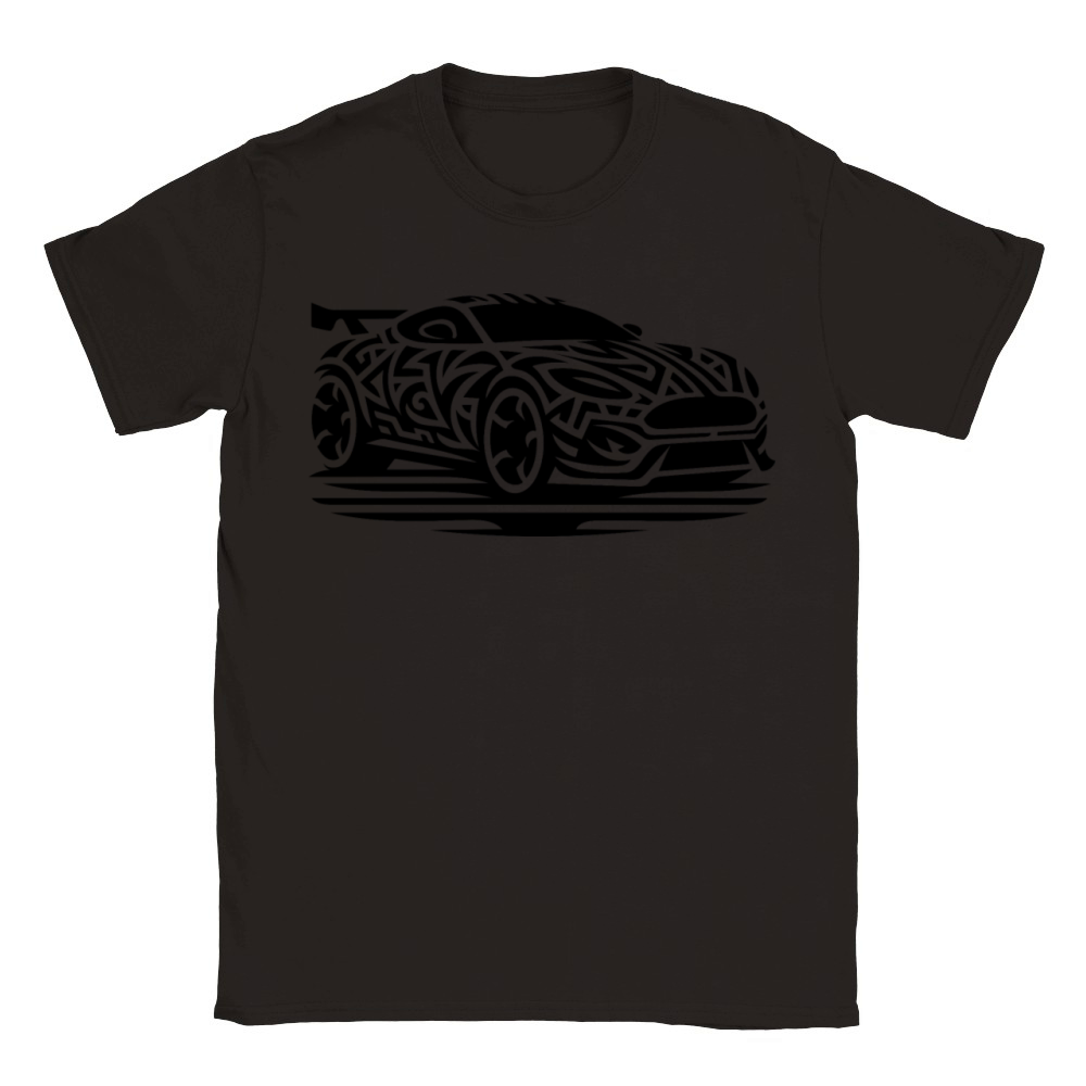 Racy Cool Sports Car In Tribal Tattoo Style Classic Kids Crewneck T-shirt