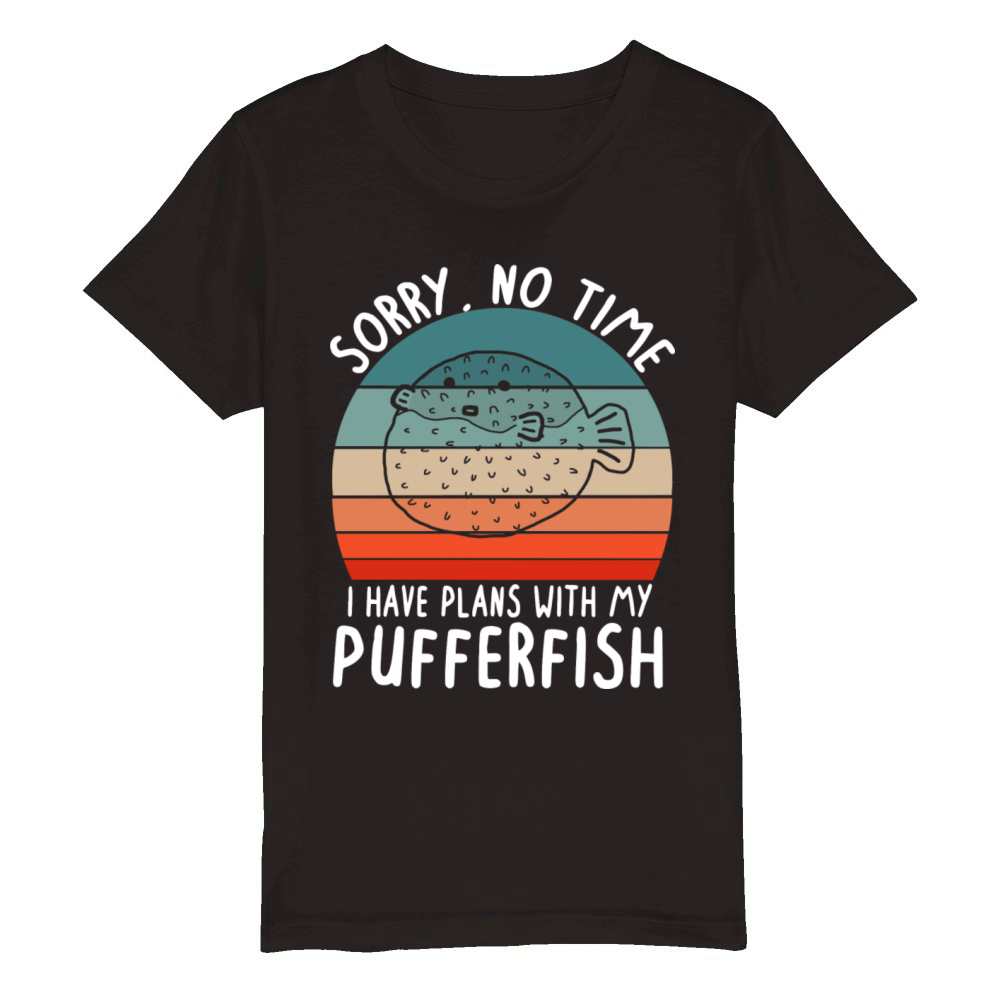 No Time Plans With Puffer Fish Vintage Saying Organic Kids Crewneck T-shirt